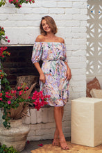 Load image into Gallery viewer, Bastille Lilac Floral Off Shoulder Dress