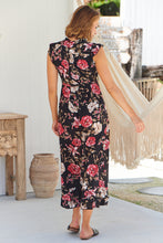 Load image into Gallery viewer, Trissa Black/Wine Floral Print Dress