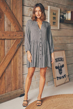 Load image into Gallery viewer, Clementine Long Sleeve Button Shirt Dress