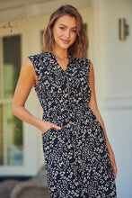 Load image into Gallery viewer, Alma Black/Cream Zip Front Dress