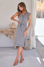 Load image into Gallery viewer, Maggie Blue/White Gingham Print Midi Dress