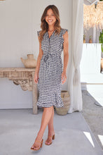 Load image into Gallery viewer, Maggie Blue/White Gingham Print Midi Dress