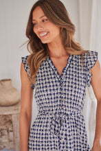Load image into Gallery viewer, Maggie Blue/White Gingham Print Midi Dress