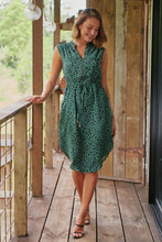 Load image into Gallery viewer, Alma Green/Black Zip Front Dress