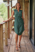 Load image into Gallery viewer, Alma Green/Black Zip Front Dress