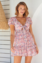 Load image into Gallery viewer, Josephine Chiffon Floral Pink Tie Front Dress