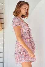 Load image into Gallery viewer, Josephine Chiffon Floral Pink Tie Front Dress