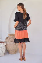 Load image into Gallery viewer, Madeline Black/Melon Polka Smock Pocket Dress