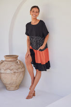 Load image into Gallery viewer, Madeline Black/Melon Polka Smock Pocket Dress