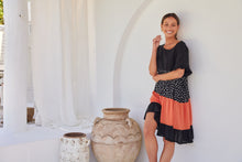 Load image into Gallery viewer, Madeline Black/Melon Polka Smock Pocket Dress