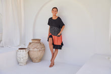 Load image into Gallery viewer, Madeline Black/Melon Polka Smock Pocket Dress