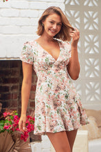 Load image into Gallery viewer, Ellie White/Pink Floral Summer Cap Sleeve Dress