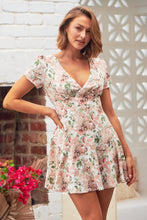 Load image into Gallery viewer, Ellie White/Pink Floral Summer Cap Sleeve Dress