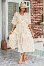 Load image into Gallery viewer, Pippa Half Sleeve White/Beige Paisley Print Maxi Dress