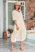 Load image into Gallery viewer, Pippa Half Sleeve White/Beige Paisley Print Maxi Dress