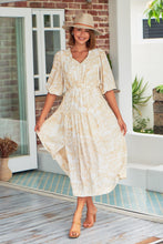 Load image into Gallery viewer, Pippa Half Sleeve White/Beige Paisley Print Maxi Dress