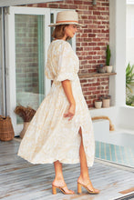 Load image into Gallery viewer, Pippa Half Sleeve White/Beige Paisley Print Maxi Dress