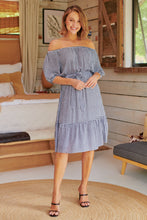 Load image into Gallery viewer, Bastille Black/White Gingham Off Shoulder Dress