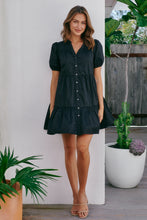 Load image into Gallery viewer, Leticia Cap Sleeve Black Button Dress