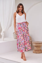Load image into Gallery viewer, Gaia Pink Floral Boho Maxi Skirt