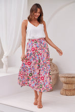 Load image into Gallery viewer, Gaia Pink Floral Boho Maxi Skirt