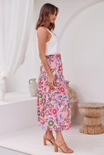 Load image into Gallery viewer, Gaia Pink Floral Boho Maxi Skirt