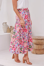 Load image into Gallery viewer, Gaia Pink Floral Boho Maxi Skirt