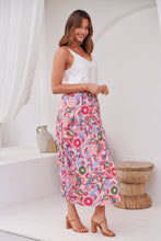 Load image into Gallery viewer, Gaia Pink Floral Boho Maxi Skirt