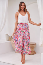 Load image into Gallery viewer, Gaia Pink Floral Boho Maxi Skirt