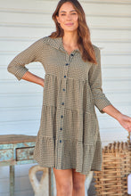 Load image into Gallery viewer, Yarra Tiered Beige/Black Gingham Print Collared Dress