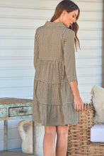 Load image into Gallery viewer, Yarra Tiered Beige/Black Gingham Print Collared Dress