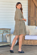 Load image into Gallery viewer, Yarra Tiered Beige/Black Gingham Print Collared Dress