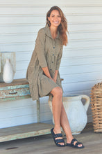 Load image into Gallery viewer, Yarra Tiered Beige/Black Gingham Print Collared Dress