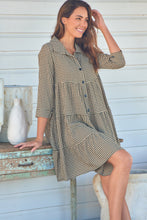 Load image into Gallery viewer, Yarra Tiered Beige/Black Gingham Print Collared Dress