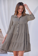 Load image into Gallery viewer, Yarra Tiered Beige/Black Gingham Print Collared Dress