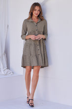 Load image into Gallery viewer, Yarra Tiered Beige/Black Gingham Print Collared Dress