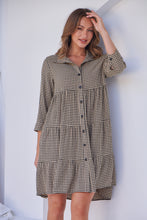Load image into Gallery viewer, Yarra Tiered Beige/Black Gingham Print Collared Dress