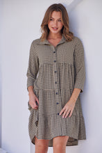 Load image into Gallery viewer, Yarra Tiered Beige/Black Gingham Print Collared Dress