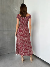 Load image into Gallery viewer, Gigi Off Shoulder Red Ditsy Print Shirred Maxi Dress