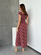 Load image into Gallery viewer, Gigi Off Shoulder Red Ditsy Print Shirred Maxi Dress
