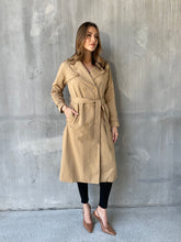 Load image into Gallery viewer, Loretta Camel Tie Waist Trench Coat