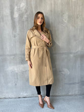 Load image into Gallery viewer, Loretta Camel Tie Waist Trench Coat