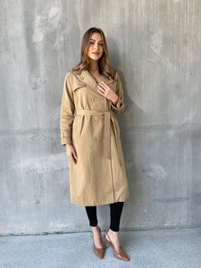 Loretta Camel Tie Waist Trench Coat