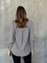 Load image into Gallery viewer, Daisy Balloon Geo Black/White Print Button Shirt