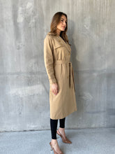 Load image into Gallery viewer, Loretta Camel Tie Waist Trench Coat