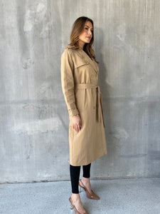 Loretta Camel Tie Waist Trench Coat