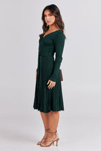 Load image into Gallery viewer, Parker Emerald Long Sleeve Pleated Knit Midi Dress