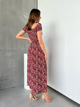 Load image into Gallery viewer, Gigi Off Shoulder Red Ditsy Print Shirred Maxi Dress