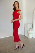 Load image into Gallery viewer, Aimie Mesh Red Off Shoulder Maxi Evening Dress