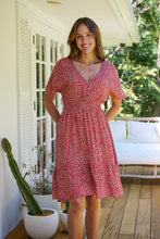 Load image into Gallery viewer, Dohar Cap Sleeve Red Button Front Dress